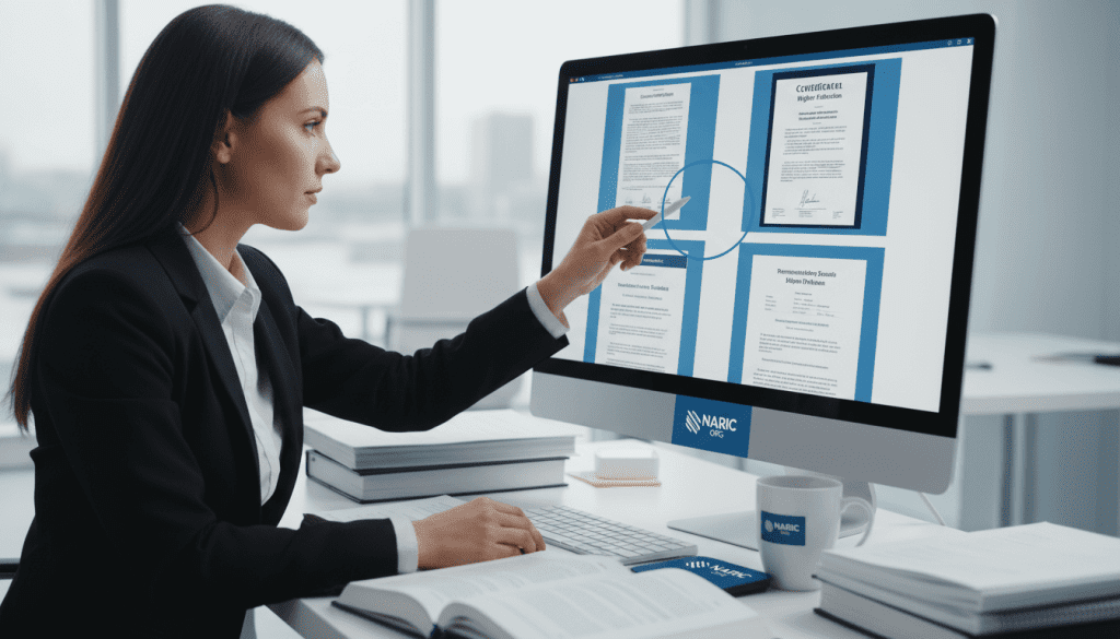 Professional translator checking hard academic terms for certified translation at Naric Org